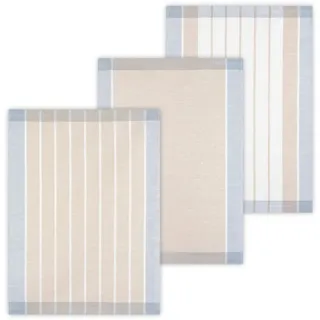 Kracht seit 1810 Kracht 3-er Pack Jacquard Geschirrtücher Küchentücher Halbleinen Streifen sortiert, Farbe Anthrazit, 50 x 70 cm