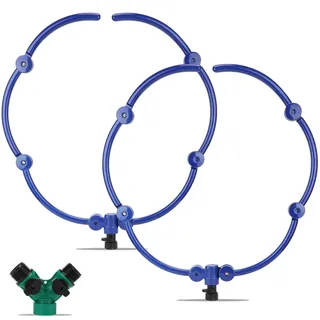 360°-Baum-Wassersystem, Baumbewässerungsring, 50,8 cm, Kreissprinkler und Bewässerungssystem, gezieltes Wasser mit Y-Schlauchverteiler für neue Bäume, Outdoor-Pflanzen, Hochbeete, Sträucher, Blau