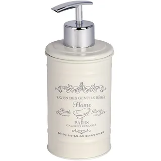 WENKO Seifenspender im Vintage-Landhausstil, 350 ml aus lackiertem Stahl | für Flüssigseife oder Spülmittel, Bad, Küche & Gäste-WC, creme, Mod. Home