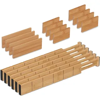 Relaxdays Schubladentrenner 43,5 bis 57 cm 18-tlg. braun