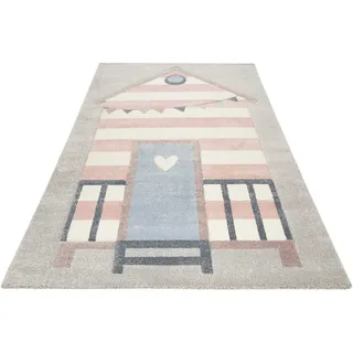 Esprit Kinderteppich Sea Castle ESP-21072, rechteckig, Höhe: 13 mm, Kurzflor, maritimes Dessin, Strandschloß grau 200 cm x 290 cm x 13 mm
