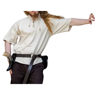 Leonardo Carbone® Mittelalter Hemd Eric - Mittelalter Kleidung, Mittelalter Hemd Herren, LARP-Kleidung, Festival Outfit Herren, Karneval Kostüm, Freizeithemden Kurzarm - 100% Baumwolle - L