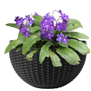 An Der Wand Befestigte Pflanzgefäße, Blumentöpfe Im Freien, Rustikaler Dekorativer Blumenkorb Aus Rattanimitat, Selbstbewässerung Hängepflanztöpfe Wanddekoration Für Balkonzaun Indoor Outdoor Home