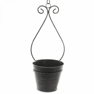 dekorativer Pflanztopf Blumentopf Wandtopf Kräutertopf Metall schwarzgrau Shabby