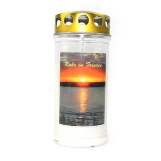 Jeka Gedenkkerze 100% Pflanzenöl Sonnenuntergang Grabkerze Grablicht 17 cm hoch