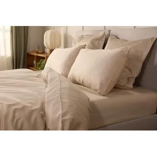 Emma Silken Satin Kopfkissenbezug | Beige | 80x80cm