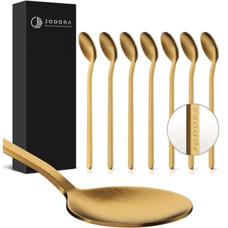 JODORA Design Espressolöffel gold - 6 Espressolöffel klein im Set - Hochwertige Mokkalöffel aus rostfreien Edelstahl - stabile 10cm kleine Löffel spülmaschinengeeignet
