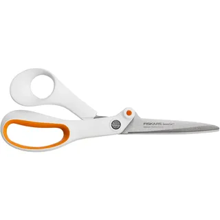 Fiskars Razor Edge Allzweckschere, Länge: 21 cm, Rostfreie Stahl-Klinge/Kunststoff-Griffe, Weiß/Orange, Amplify, 1005223