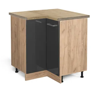 Vicco Eckunterschrank R-Line 75,6 x 81,6 x 60 cm Anthrazit Hochglanz