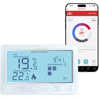 PLIKC Digitales WLAN-Thermostat mit Dual-Band kompatibel mit Alexa - Stromversorgung 230 V - (Schnee PRO W)