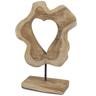 formano Dekoobjekt Deko-Herz 30x50 cm – massives Teakholz-Dekoobjekt im Naturdesign –, 619488 - stilvolle Herz-Dekoration für Wohnzimmer & Flur