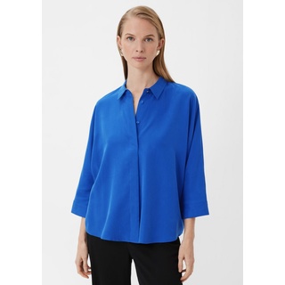 Comma 3/4-Arm-Shirt Bluse mit 3/4-Ärmeln blau