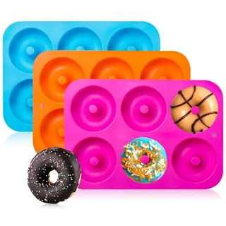 yozhiqu Donutform 3er-Pack Donut-Formen, Hochtemperaturbeständige Silikon-Kuchenform, (1-tlg), Sicherheits-Backform, hitzebeständig, für Kuchen, Kekse, Bagel-Muffins