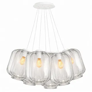 s.luce Pendelleuchte s.luce Velo Cluster Glas-Pendelleuchte 7-flammig 7x25cm Klar