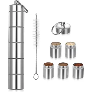 Kleine Gewürzgläser Set,Mini Gewürzdosen Set,5 in 1 Gewürzstreuer Camping,Mini Salzstreuer für Unterwegs, Tragbare Salzstreuer mit Deckel, Gewürzglas für Outdoor Reisen Picknick Camping Gewürze Set
