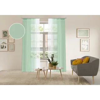 Gardine OTTO HOME "Nivva, 2er-Set, Kräuselband, transparent", grün, B:140cm H:225cm, Polyester, Gardinen, Gardine, Transparent, Kräuselband, Pflegeleicht, 2er Set