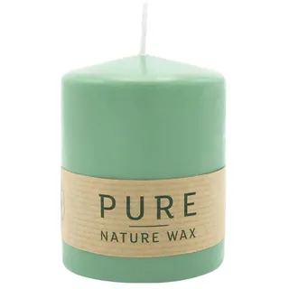 PURE NATURAL WAX, Smaragd, Stumpenkerze, WENZEL, 90/70 mm, Brenndauer ca. 30h, 100% plastikfrei