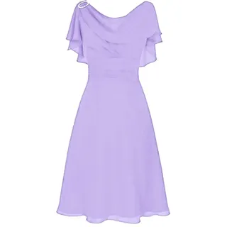 LOPILY Abendkleid Große Größen Damen Rüschen Kurzarm V-Ausschnitt Cocktail Kleid Rückenfreies Kleid Übergrößen Festliche Kleider für Damen Große Größen Kleid für Hochzeit Gast (Lila, DE-42/CN-2XL) - 40