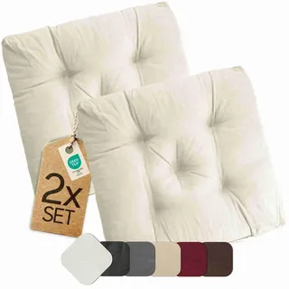 Sitzkissen Stuhlkissen Indoor & Outdoor 2er Set 42x42 cm - Creme - etérea Heidi Stuhl Kissen Auflage - Creme