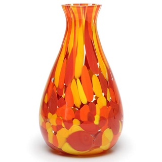Cá d'Oro Kleine Glasvase Orange/Gelb Konfetti mundgeblasenes Murano-Stil Kunstglas für Blumen und Dekor - Modell Nr. 66