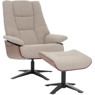MCA Furniture Relaxsessel HWC-N57 Bouclé 81 x 125 x 81 cm Braun mit Hocker