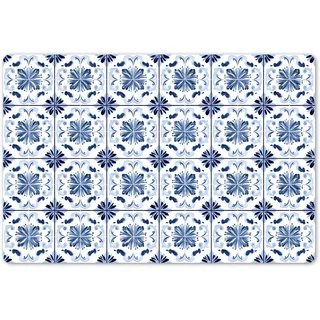 OnlyWow© Platzsets Abwaschbare Placemats 1-Teilig 45x30 cm Tischsets Platzdeckchen Platzset Tischset Esstisch Telleruntersetzer Waschbar Muster - Fliese - Blau