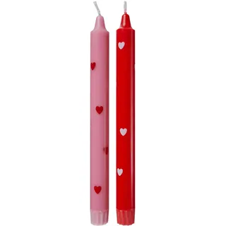 BUTLERS 2er Set Stabkerzen ø 2,5x25 cm Stearin - ART BOUGIE - | Farbe Rot - Leuchterkerzen für festliche Tischdeko - Kronenkerzen für Esstisch oder Sideboard
