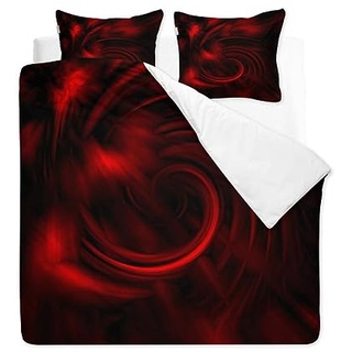 CLOXKS Abstrakt Bettwäsche Set 135x200 cm, Rot Muster Design, Bettbezug und Kissenbezug 2 teilig, Weiche Allergiker Microfaser Bettwäsche-Sets