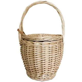 Weiden-Picknickkorb mit Griff und Deckel, Blumenmädchen-Korb aus Weidenholz für Hochzeiten, Handgewebter Einkaufskorb aus Weidenholz, Garten- und Heimdekoration, Aufbewahrungskorb aus Weidengeflecht