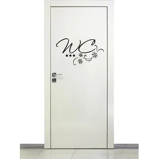 timalo® Türaufkleber WC | Wandtattoo Toilette Text Aufkleber Tür Bad 72017-29x16 cm mit Sternen, Beschriftung Badezimmer