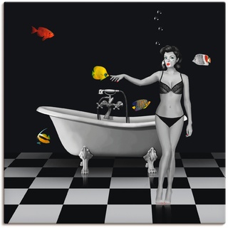 Wandbild ARTLAND "Ein Badezimmer für Fische" Bilder Gr. B/H: 50 cm x 50 cm, Leinwandbild, schwarz Bild Kunstdruck Metallbild Bilder als Alubild, Leinwandbild, Wandaufkleber oder Poster in versch. Größen