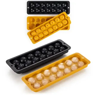 Blumtal Eiswürfelform Silikon Kugeln - Größe XXL, 2x4er Pack, BPA frei, Leichtes Herauslösen gelb|schwarz