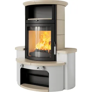 Kaminofen Hark 34 GT ECOplus 8 kW - Ofenkacheln: creme - Korpus: graphit