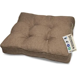 sunnypillow Polster für Gartenmöbel, Sitzkissen 50x50cm, Braun | für Rattanmöbel, Stuhlauflage Outdoor, wasserdicht, UV-lichtecht, Gartenpolster, Polsterauflagen auf Rattansessel, Stuhl