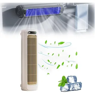 Tragbar Ventilator, 3 Geschwindigkeiten Mobiles Klimagerät, leise Mobile Klimaanlage, Tischventilator Wandventilator, 2000mAh wiederaufladbar, für Schlafzimmer, Wohnzimmer, Büro (Beige)
