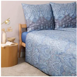 BASSETTI ISOLABELLA Paisleymuster Baumwolle Azurblau 200 x 200 cm + 2 x 80 x 80 cm