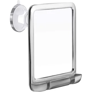 Mirrorvana Duschspiegel Antibeschlag mit Saugnapf, Rasierspiegel Dusche, Badspiegel Ohne Bohren, Spiegel für die Dusche Rasieren mit Rasiererhalterung, 20 x 18 cm (Chrom)
