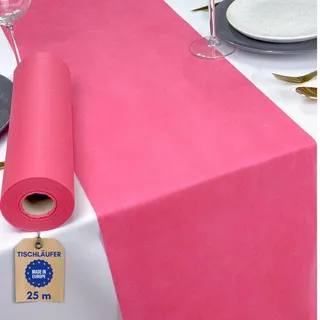 NATUARTE, Tischläufer Fuchsia Rosa, Vlies Tischläufer, Deko Tischband, 25 Meter x 30 Zentimeter, Tischdekoration,Dekor Taufen Kommunionen Hochzeit Geburtstage, Rolle, Farbe Fuchsia Rosa