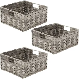 mDesign Aufbewahrungssystem mDesign Aufbewahrung Flechtkorb Schrankkorb Regalbox Organizer 3er S grau