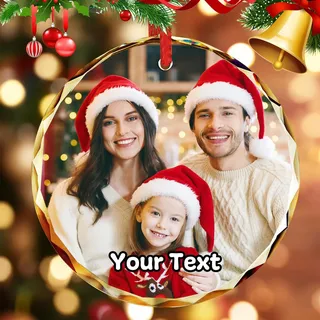 Personalisierte Weihnachtskugeln mit Foto Texte - Weihnachtskugel Personalisierte Geschenke für Femme Manner - Christbaumkugel Personalisiert Bild Weihnachtsdeko Innen Outdoor (A)