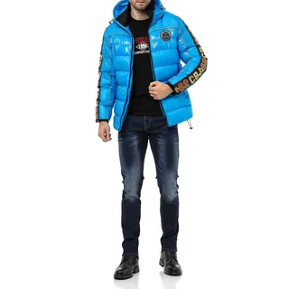 Cipo & Baxx Herren Winterjacke Steppjacke Glänzend Kapuze Jacke CJ270 - L