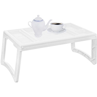 Betttablett Frühstückstablett Frühstückstisch mit klappbaren Beinen weiß 50x30 cm