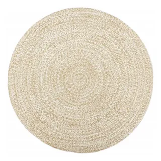 Teppich Handgefertigt Jute Weiß und Braun 240 cm, furnicato, Runde weiß