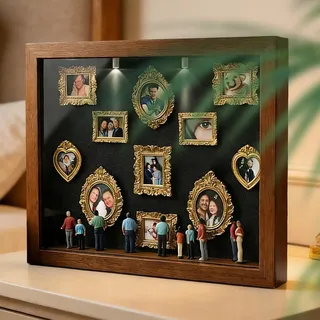 Museum of Us Bilderrahmen, Personalisiertes Geschenk Für Paare, 22x30 cm, Museum of Us Figuren, Goldene Rahmen, Museumsbilder Mit Lichtern, Für Hochzeit Geburtstag Feiertag Hotel