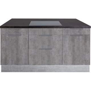 Kücheninsel OPTIFIT "Tara" Komplettküchen-Sets Gr. B: 160 cm, grau (küche: beton) Optifit
