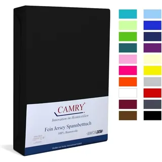 Camry Spannbettlaken Jersey-Baumwolle 90 x 100 - 100 x 200 cm schwarz