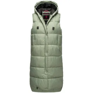 Marikoo Damen Weste Steppweste lang gesteppte Übergangsweste Kapuze warm B967 [B967-Sayor-Smokey-Mint-Gr.M] - M