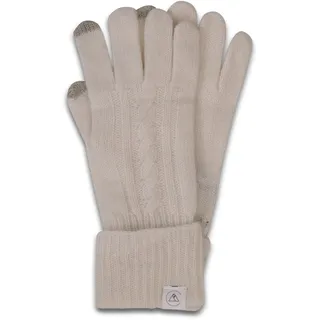 CASH-MERE.CH Edle 100% Kaschmir Handschuhe mit Muster, Touchscreen tauglich für Damen und Herren (Weiß, S/M) - S-M
