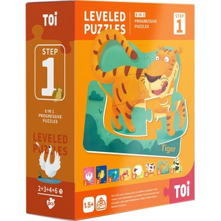 Toi World Leveled puzzle 2/3/4/6pc. XXL x8 patterns The Animals Step 1 Non Toxic 18+ Months TPJJ220