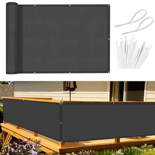 Sunnylaxx Balkon Sichtschutz 130x300 cm Balkonumspannung,Balkonabdeckung PES, Wind- und UV-Schutz,Benutzerdefinierte Anthrazit